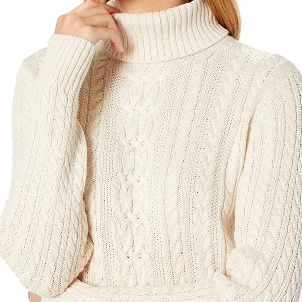 Amazon Essentials Women's Fisherman Cable Turtleneck Sweater Size Small - Picture 3 of 4
